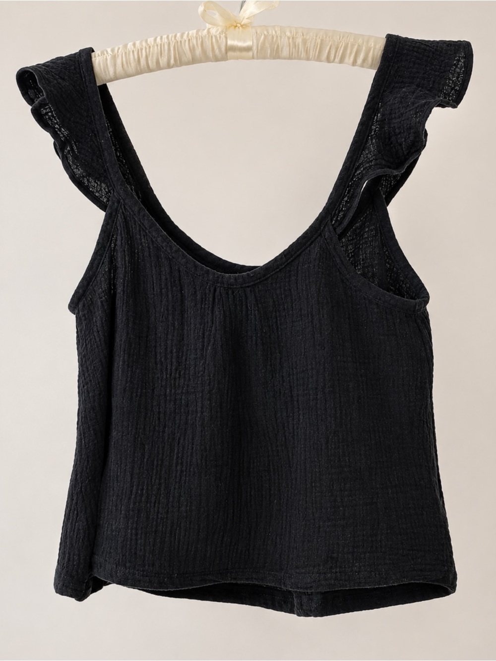 NWT Marine Layer Jude Black Cotton Gauze Flutter Sleeve Tank XL